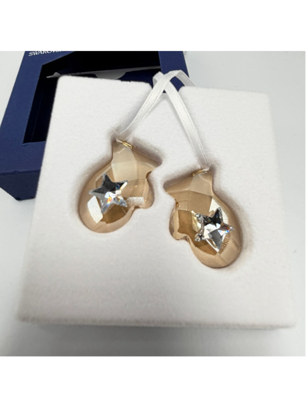 Swarovski Crystal Mittens Ornament Gold Retired 1006038